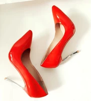 hot selling red patent leather blade heel pumps pointed toe women party dress shoes woman
