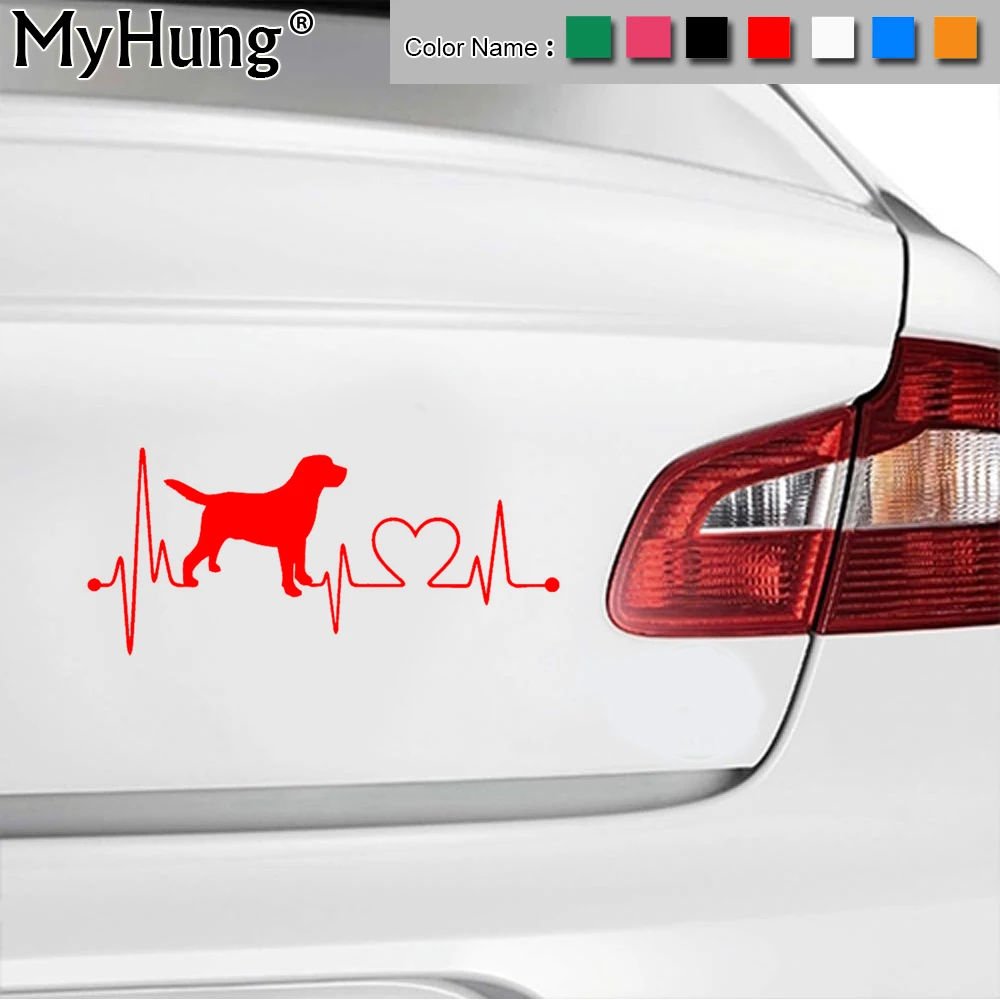 

17.8*7.8CM Labrador Pet Dog Retriever Heartbeat Lifeline Car Sticker Love Puppy Animal Stickers Creative Vinyl Decal Car Styling