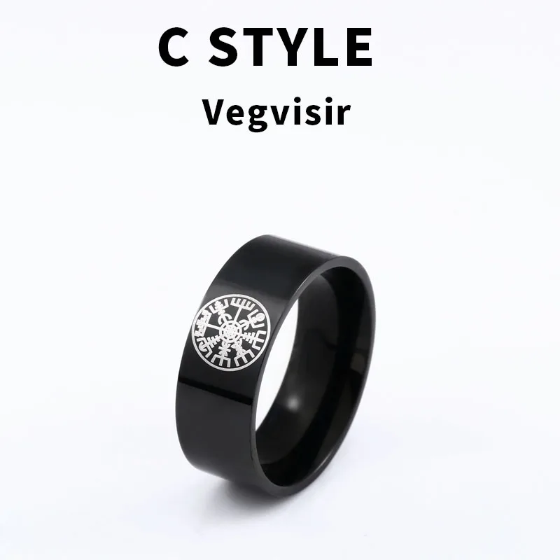C-black colour-8MM Байер 316L Нержавеющая сталь панк модный стиль черный/золотой/синий цвет норвежский викинг кольцо для мужчин Свадебный амулет Odin Винтажные Украшения - Цвет основного камня: C-black colour-8MM