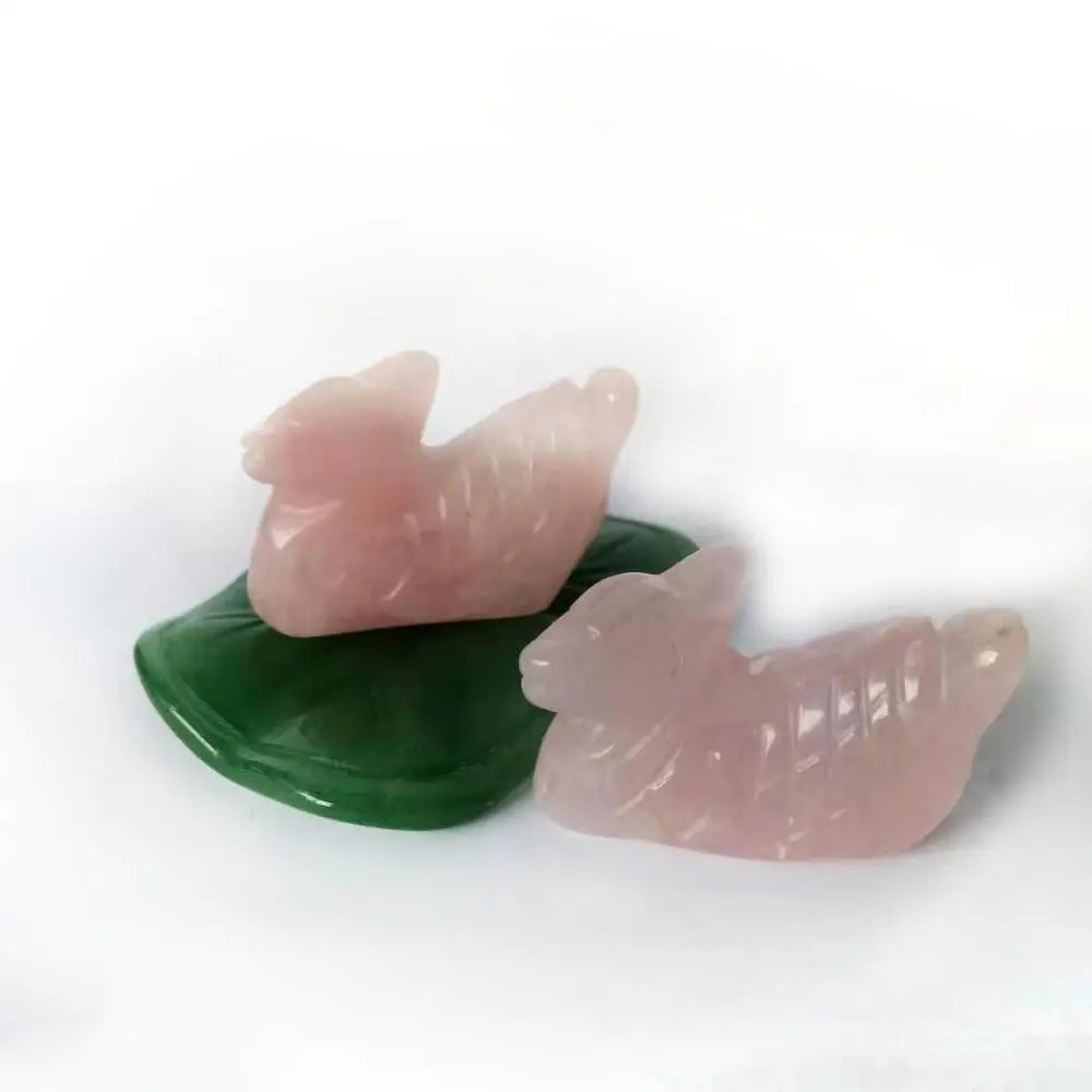 Натуральный авантюрин роза кварц животное кристалл камень Любовь мандарина утка