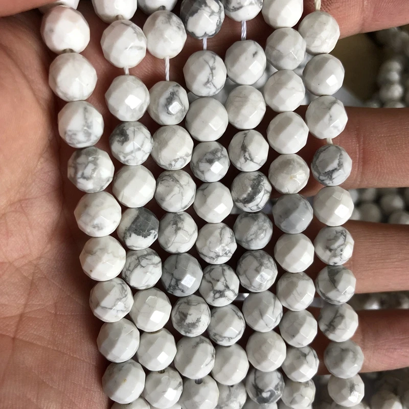 Wholesale 1string Genuine Howlite Beads Faceted Round Gem Stone Jewelry Loose 4mm 6mm 8mm 10m 12mm 15.5&quot/String | Украшения и