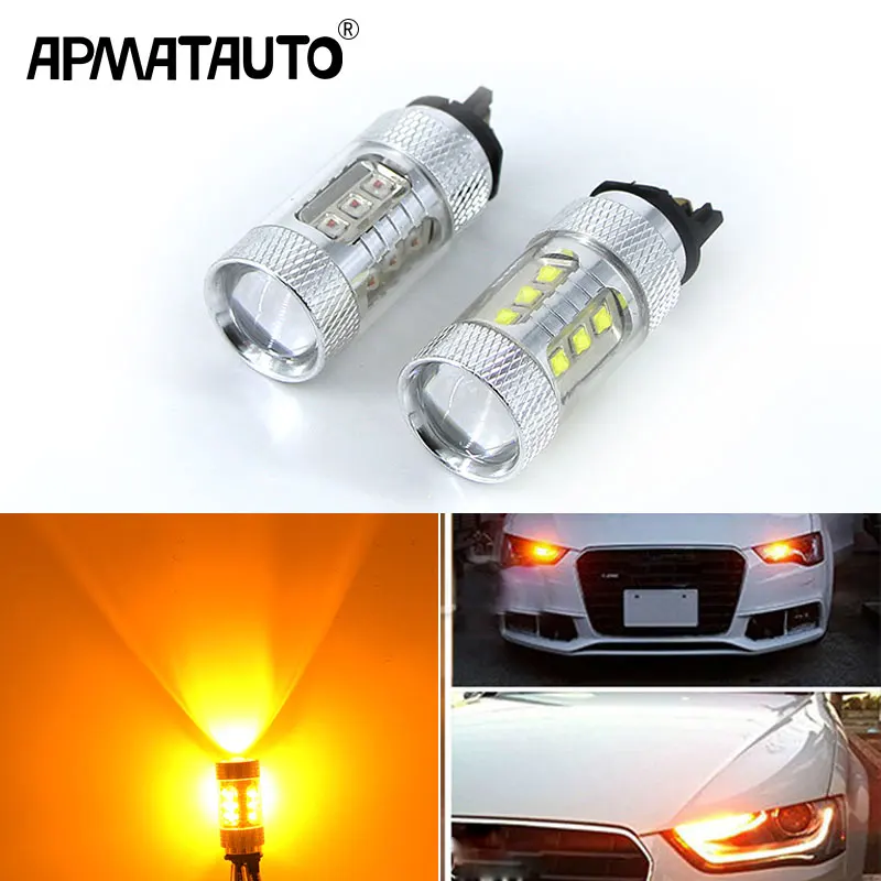 2x Янтарный Желтый Белый 80 Вт Canbus PW24W PWY24W светодиодный фонарь для Audi A3 A4 A5 Q3 VW MK7 Golf CC