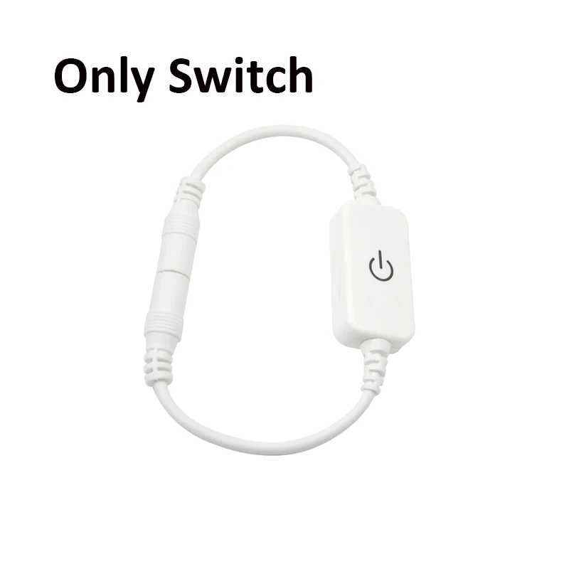 Only switch white Сенсорный переключатель с регулируемой яркостью, сенсорный переключатель, контроллер, разъем постоянного тока, подходит для светодиодной ленты, светильник, 12 В, для кухни, для внутреннего освещения - Цвет: Only switch white