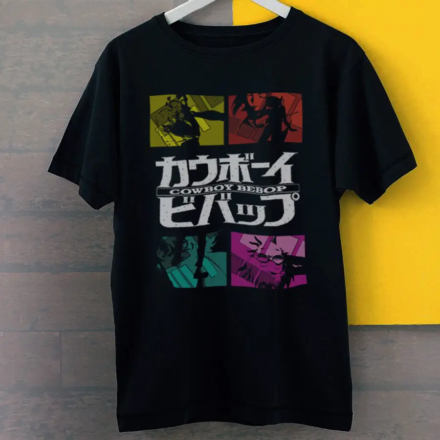 

2019 Fashion Short Creative Printed Cowboy Bebop All Character and Logo Anime Inspired New Black Tees T-Shirt S-3XLSummer