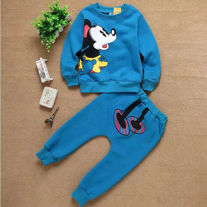 2016 New kids clothes girls mickey cartoon children clothing sets casual long sleeved tops + pants 2pc baby boy sport suit | Детская