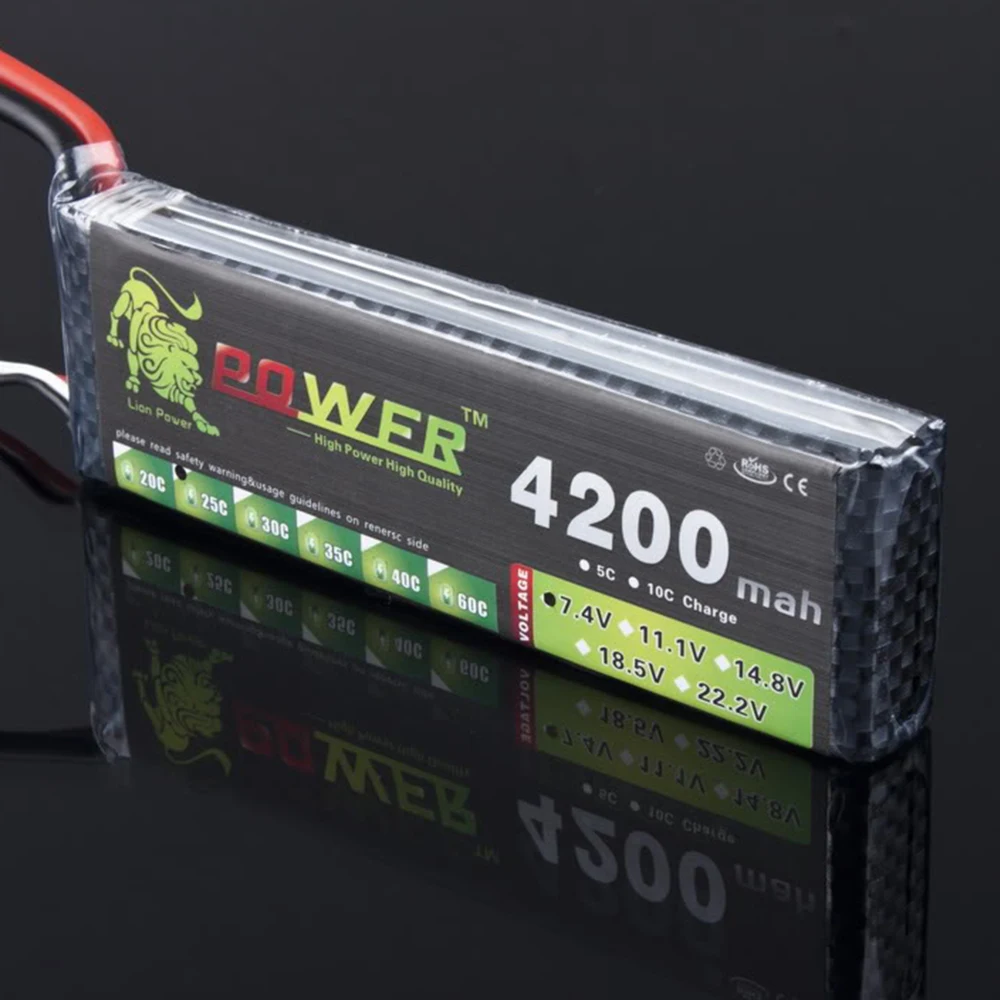 Высокое качество Лев LiPo батарея 2S 7 4 V 4200Mah 25C 30C для RC вертолета автомобиль Лодка