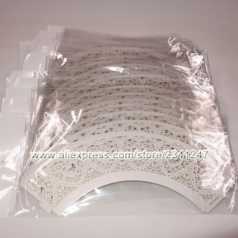 Белые Свадебные сердца кекс чашки для выпечки лазерная резка обертка кекса 12 шт. |