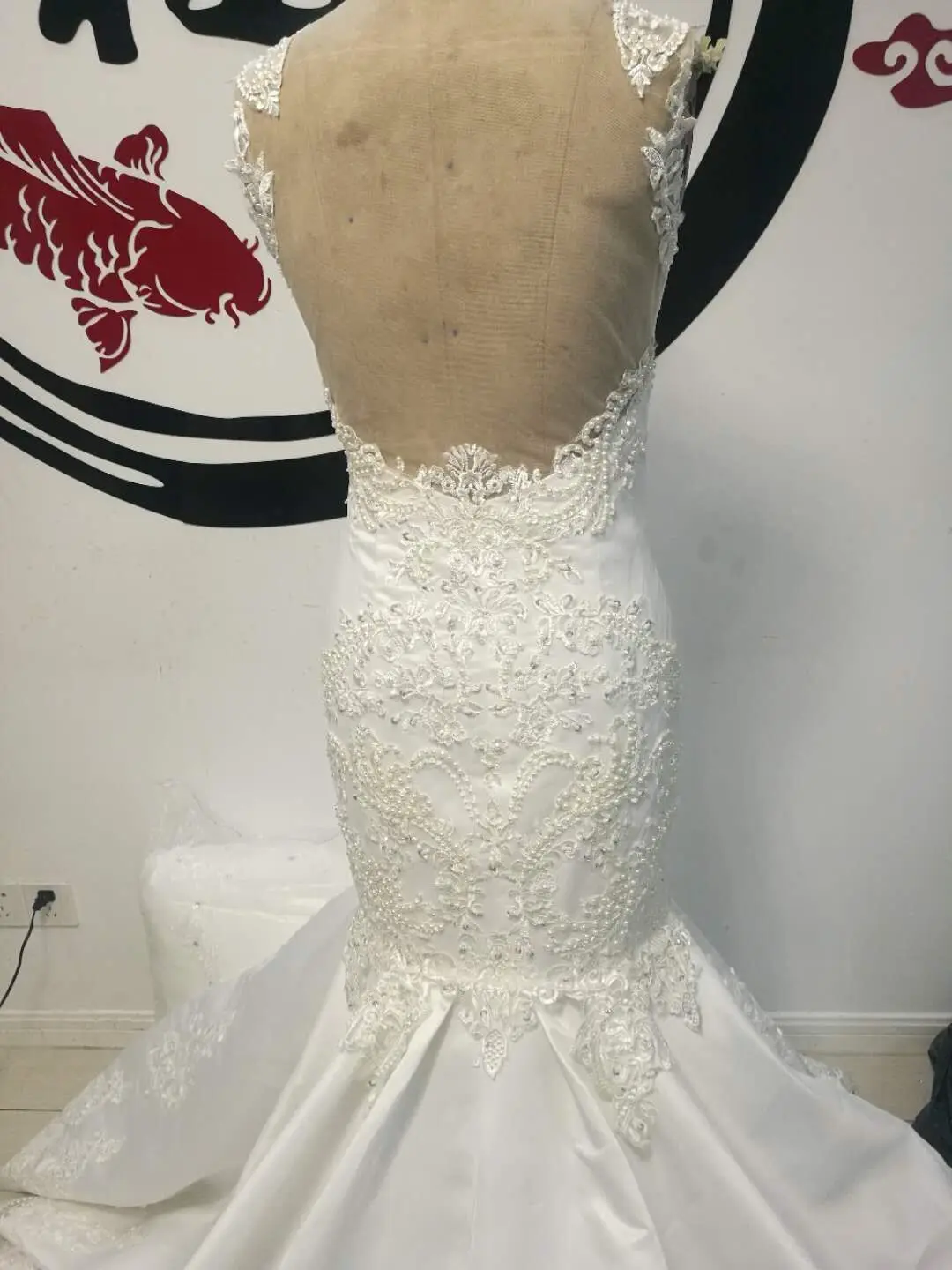 Свадебное платье vestido de noiva, сексуальное прозрачное платье Русалочки с открытой спиной, бисером, кружевное атласное платье с v-образным вырезом, цвета слоновой кости, белое, настоящее свадебное платье 20190705