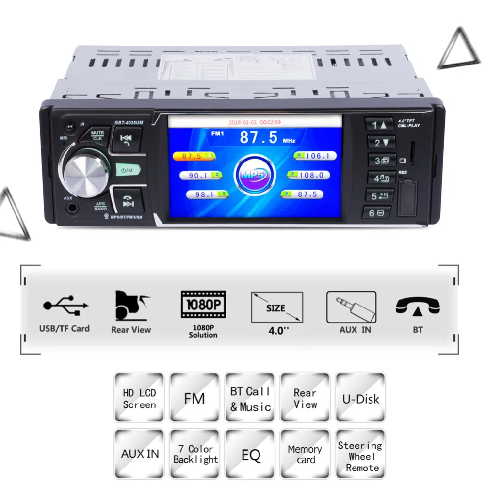 MP5 плеер VODOOL 4 &quot автомобильная стерео система с поддержкой Bluetooth AUX MP3