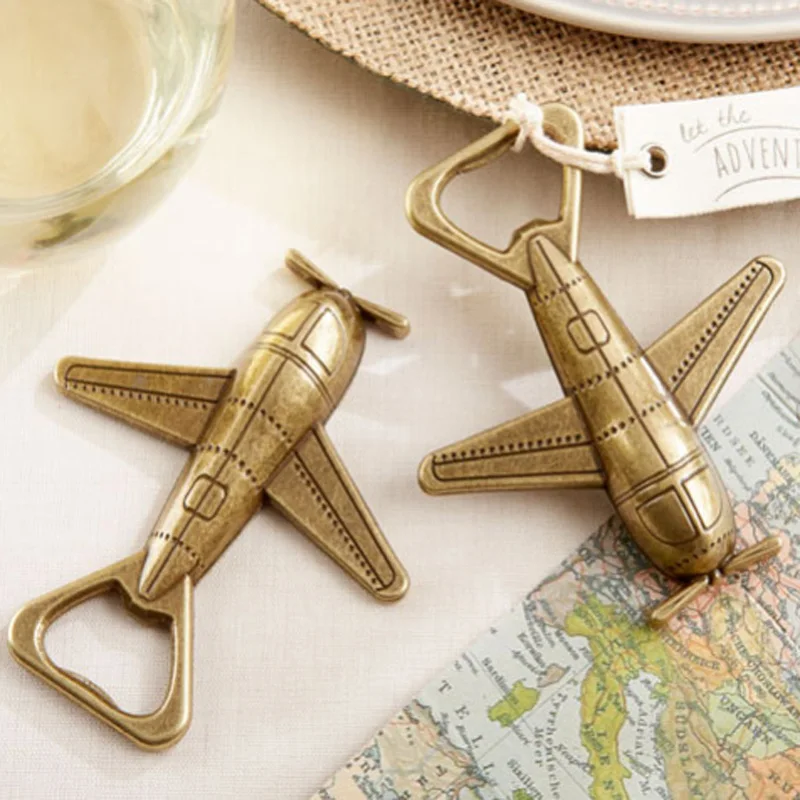 

200sets/LOT NEW ARRIVAL High Quality "Let the Adventure Begin" Antique Airplane Bottle Opener Wedding Favors FREE SHIPPING