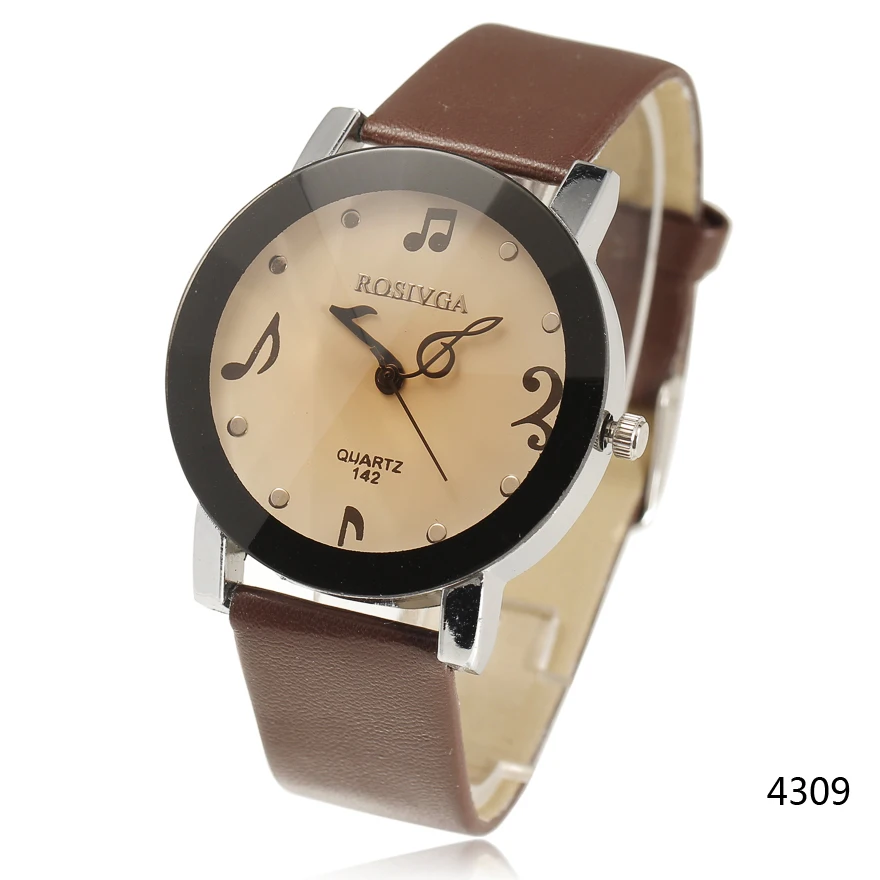 Новый модный бренд леди Pu кожаный ремешок кварцевые часы с коричневым алмазным