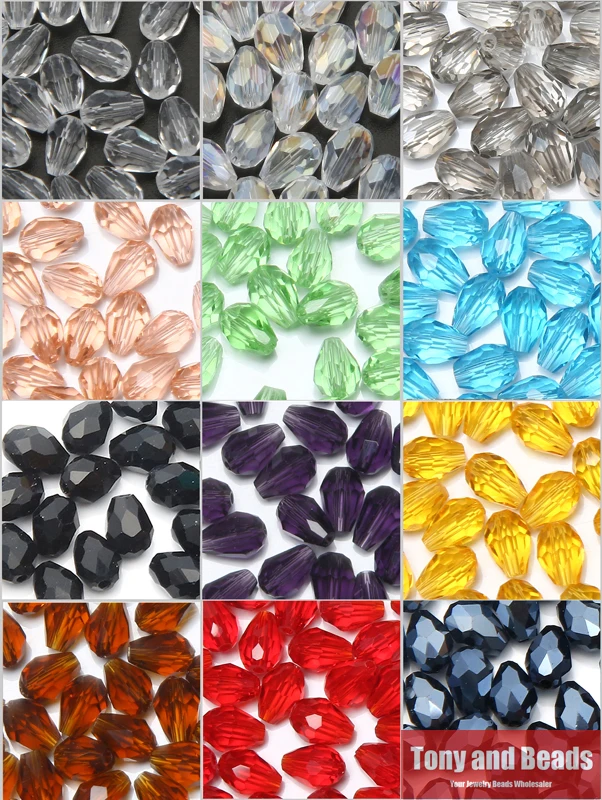 

2lots more 10% off ! ( 45Pcs=1Lot ) 5x7MM Waterdrop Faceted Glass Crystal Spacer Beads For Jewelry Making 17Colors