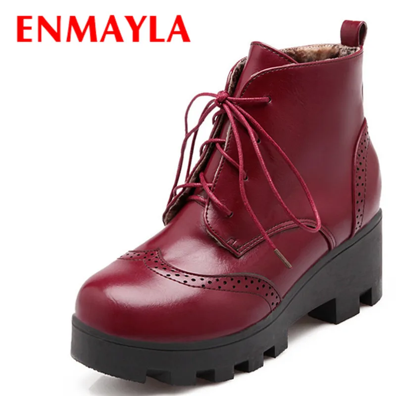 

ENMAYLA Fashion Women Winter Boots Fur Inside 3 Classic Colors High Heel Pumps for Spring/ Autumn Size 34-43