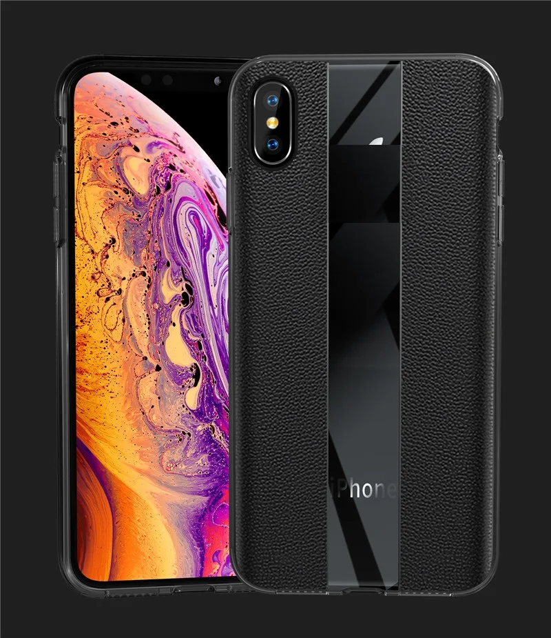 Для iPhone XS Max чехол роскошный бизнес кожа противоударный прозрачный ТПУ задняя
