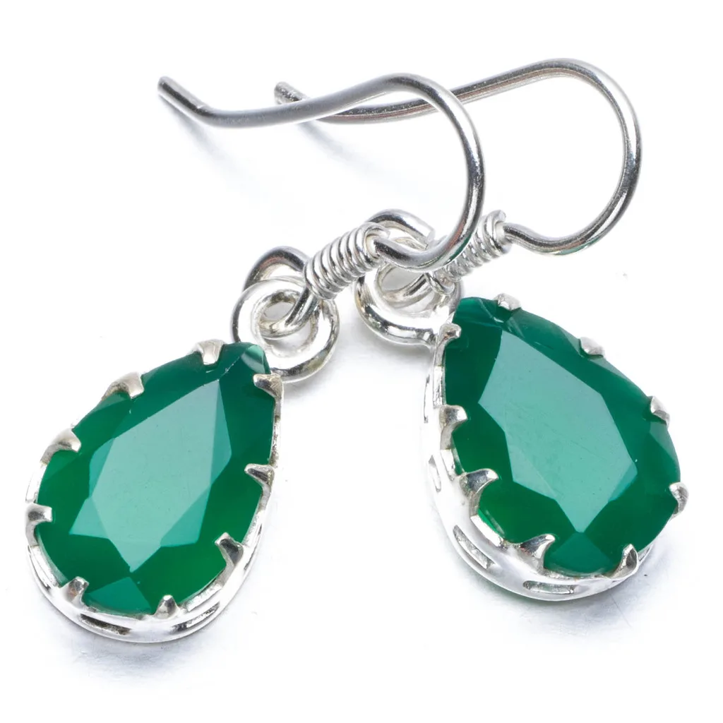 Серьги из серебра с натуральным Chrysoprase 1 &quot Q1521 | Украшения и аксессуары