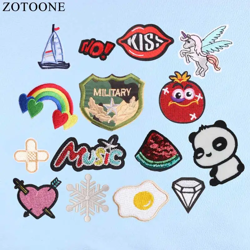 

ZOTOONE 16Pcs Mix Reversible Sequin Letter Unicorn Patches Set Iron On Patch Kids Cute Patches Embroidery For Clothes Applique D