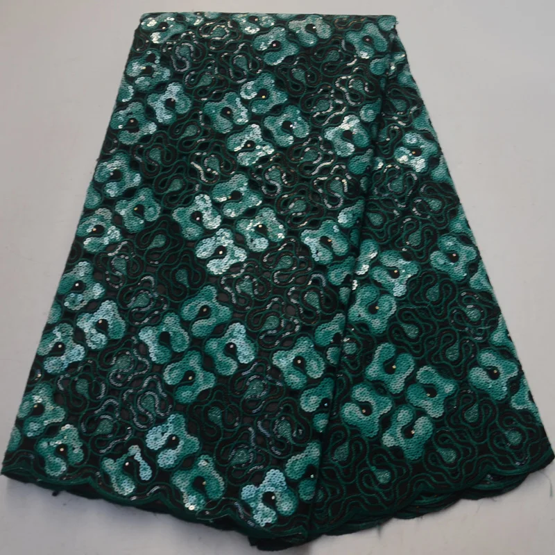 5 ярдов/шт) Высококачественная Бирюзовая зеленая африканская ручная кружевная