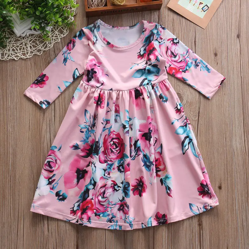 Toddler Kids Baby Girls Boho Long Foral Princess Party Dress Prom Beach Maxi Sundress Print Lovely Casual Sleeve Dresses | Детская
