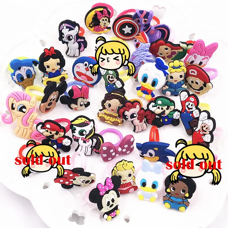 10pcs Girls Boys Cartoon Avengers Princess Minnie Mickey finger Rings Children Kids Jewelry Party cosplay Gift