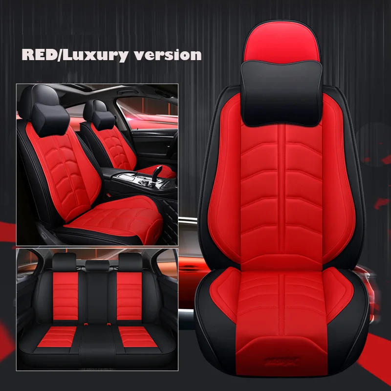 RED LUX Универсальные автомобильные чехлы из искусственной кожи для chevrolet lacetti captiva sonic spark cruze аксессуары niva aveo epica Авто stylin - Название цвета: RED LUX