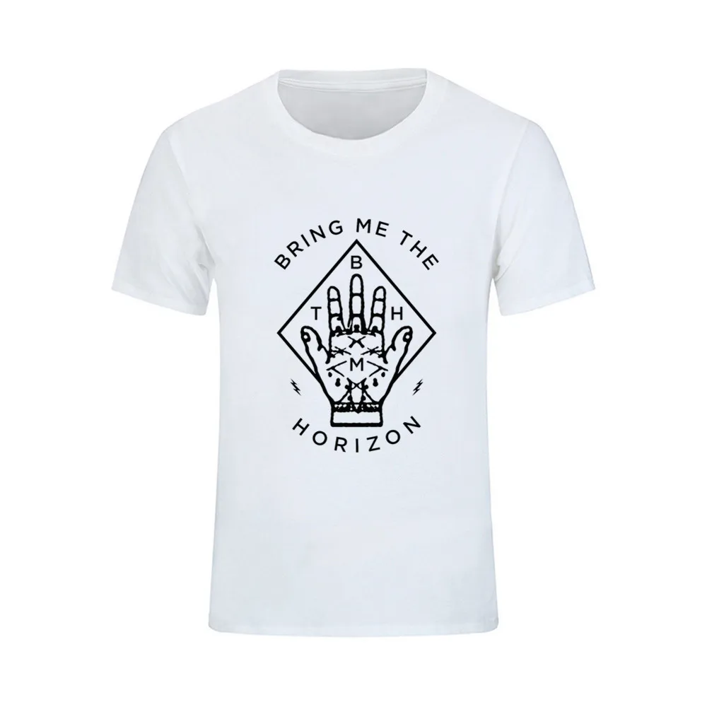 Fashion Bring Me The Horizon Diamond Hand T Shirt Men's Hip Hop Heavy Metal T-shirts 2017 medusa compression male tshirt benfica | Мужская