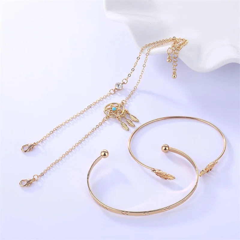 4 шт./компл. винтажные браслеты в стиле Ловец снов Открытые цепочки бохо с