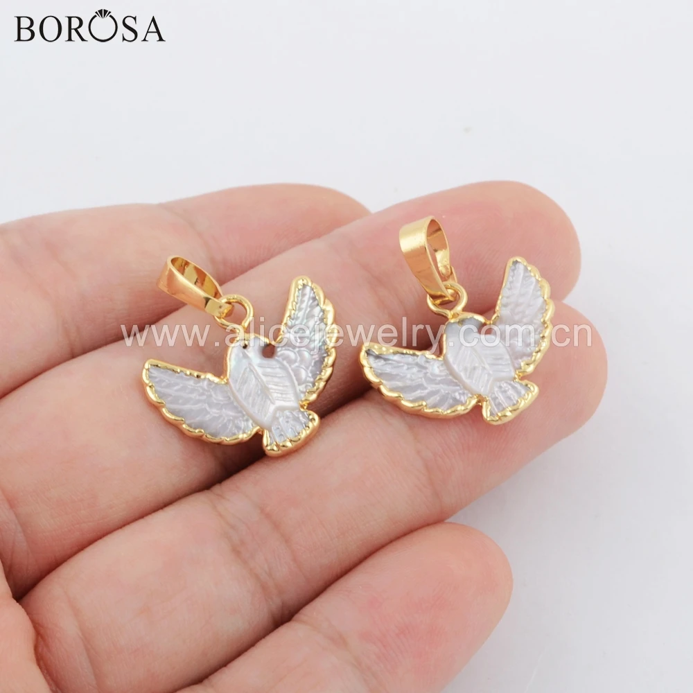 BOROSA 10 шт. белый корпус Резные Подвески с изображением орла Ручной Работы Золотая