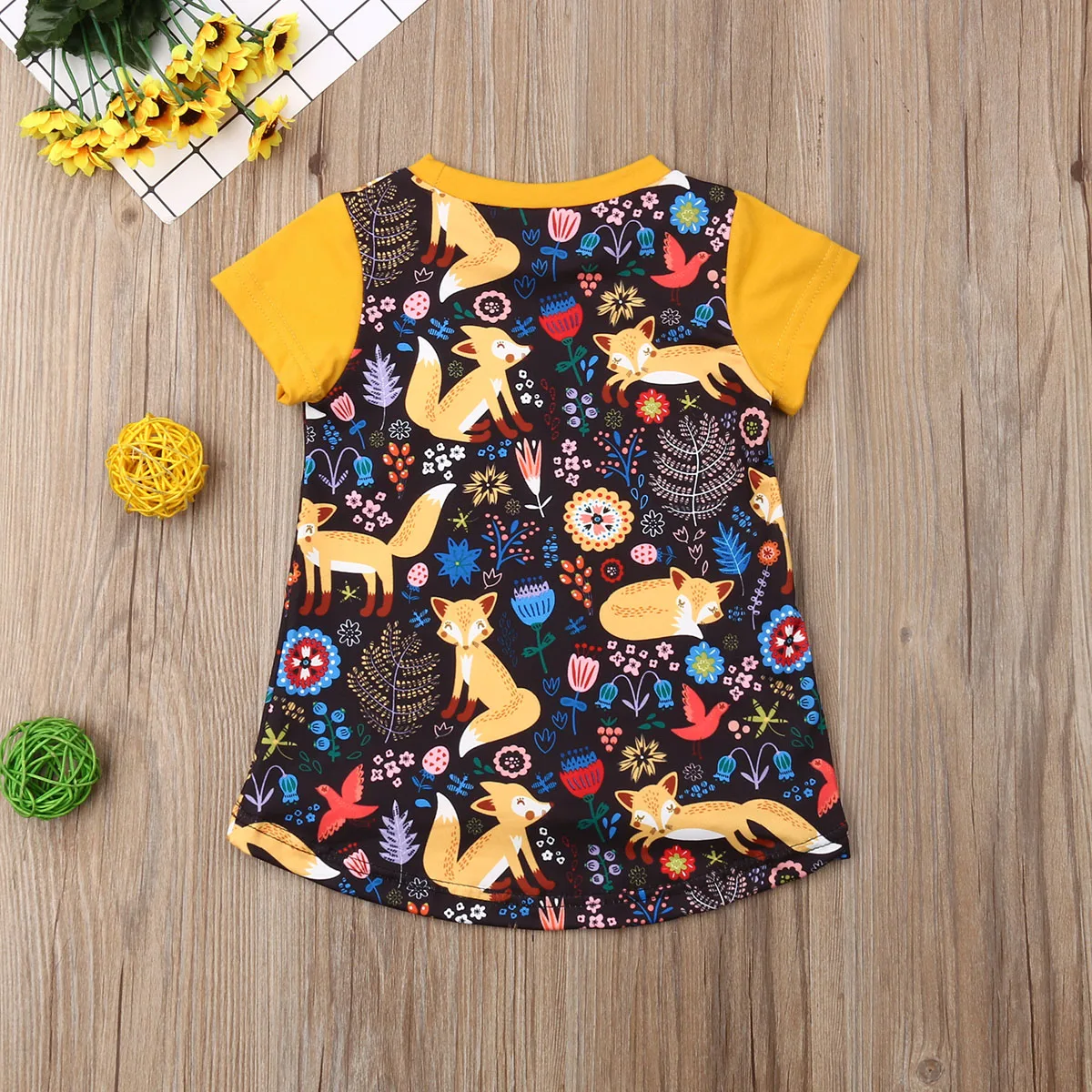 От 1 до 6 лет летняя одежда для маленьких девочек животные из мультфильмов лиса