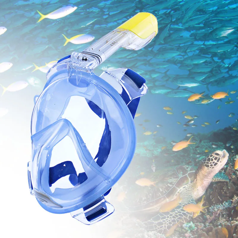 

Full Face Snorkeling Masks Panoramic View Anti-fog Anti-Leak Swimming Snorkel Scuba Underwater Diving Mask GoPro Compatible