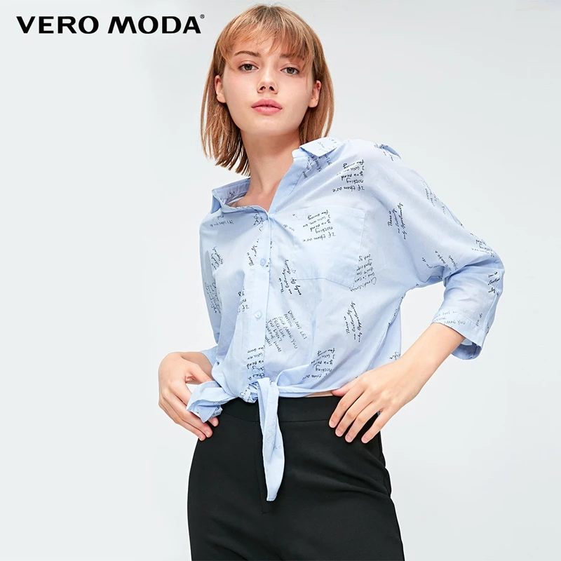 Vero Moda новая рубашка с буквенным принтом и 3/4 рукавами | 318331574
