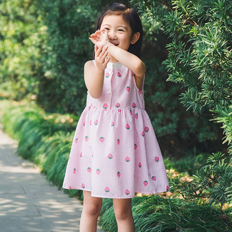 LOVE DD&ampMM Girls Dresses Summer New Children's Clothing Cute Girl Strawberry Casual Vest Dress Sweet Princess Clothes | Детская