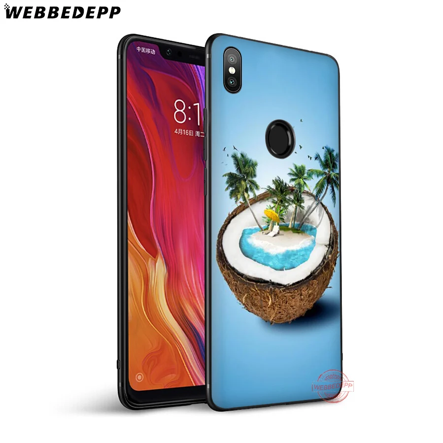 WEBBEDEPP Мягкий силиконовый чехол с кокосом на пляже для Xiaomi Mi 6 8 9 SE MAX 3 A1 A2 Lite F1 |