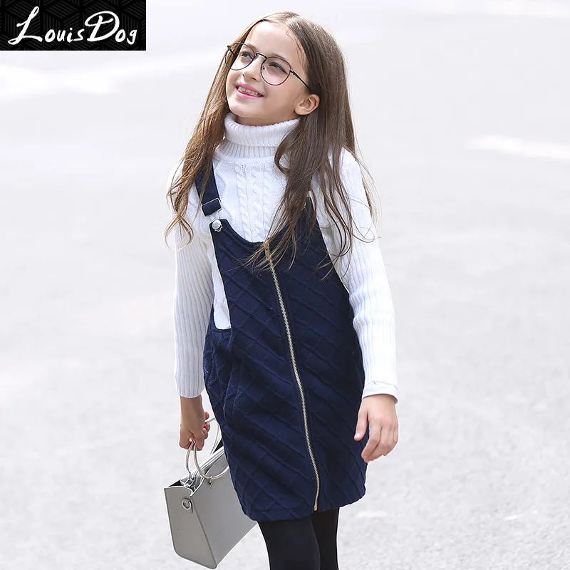 LouisDog белый водолазка вязать свитер картины для подростков дети девочки основной