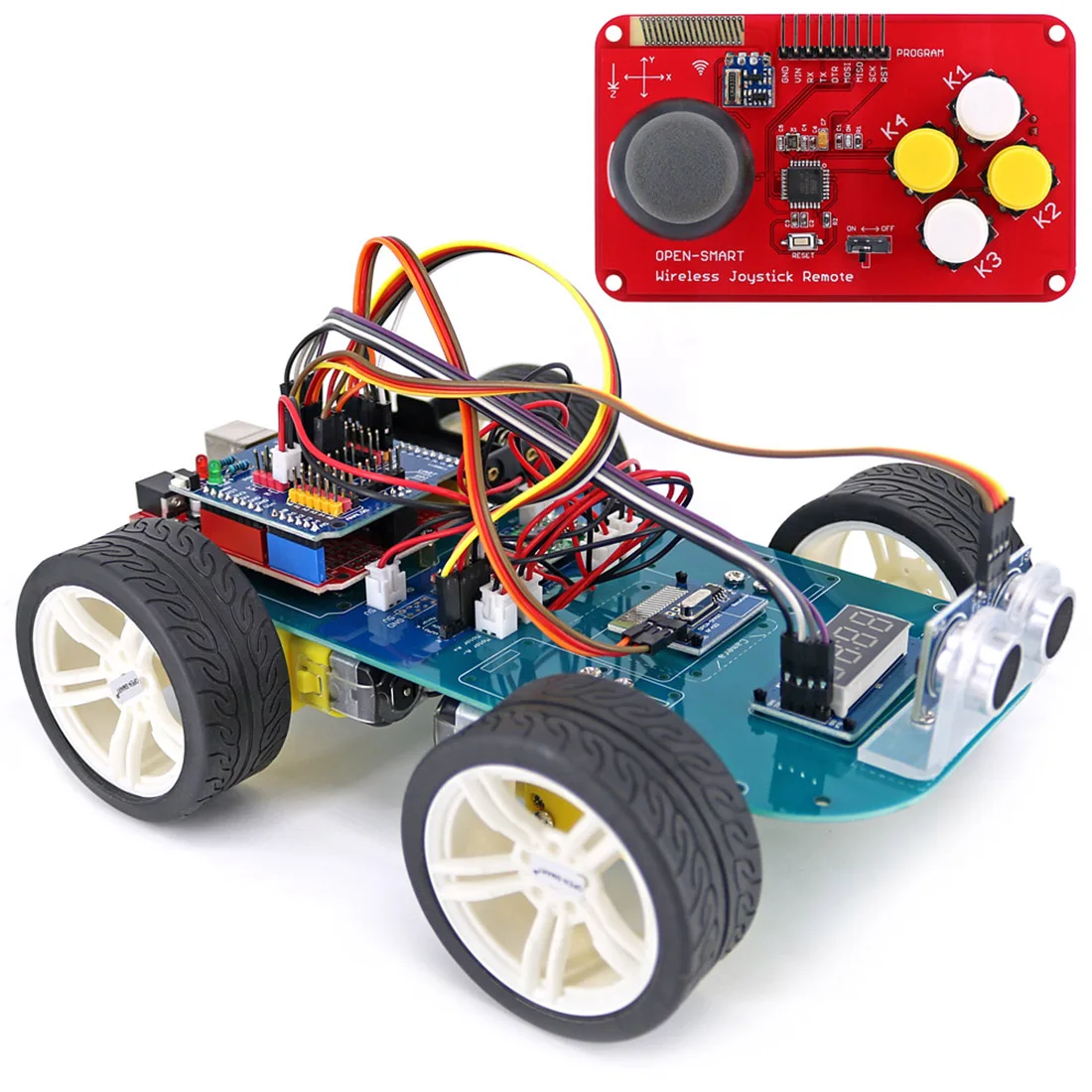 4WD беспроводной джойстик DIY пульт дистанционного управления умный автомобиль программируемый высокотехнологичный набор игрушек с обучающим руководством для Arduino для R3 Nano - Цвет: 2