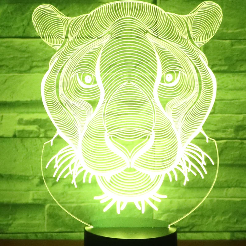 3D светодиодный ночник s Lion с 7 цветами светильник для украшения дома потрясающая