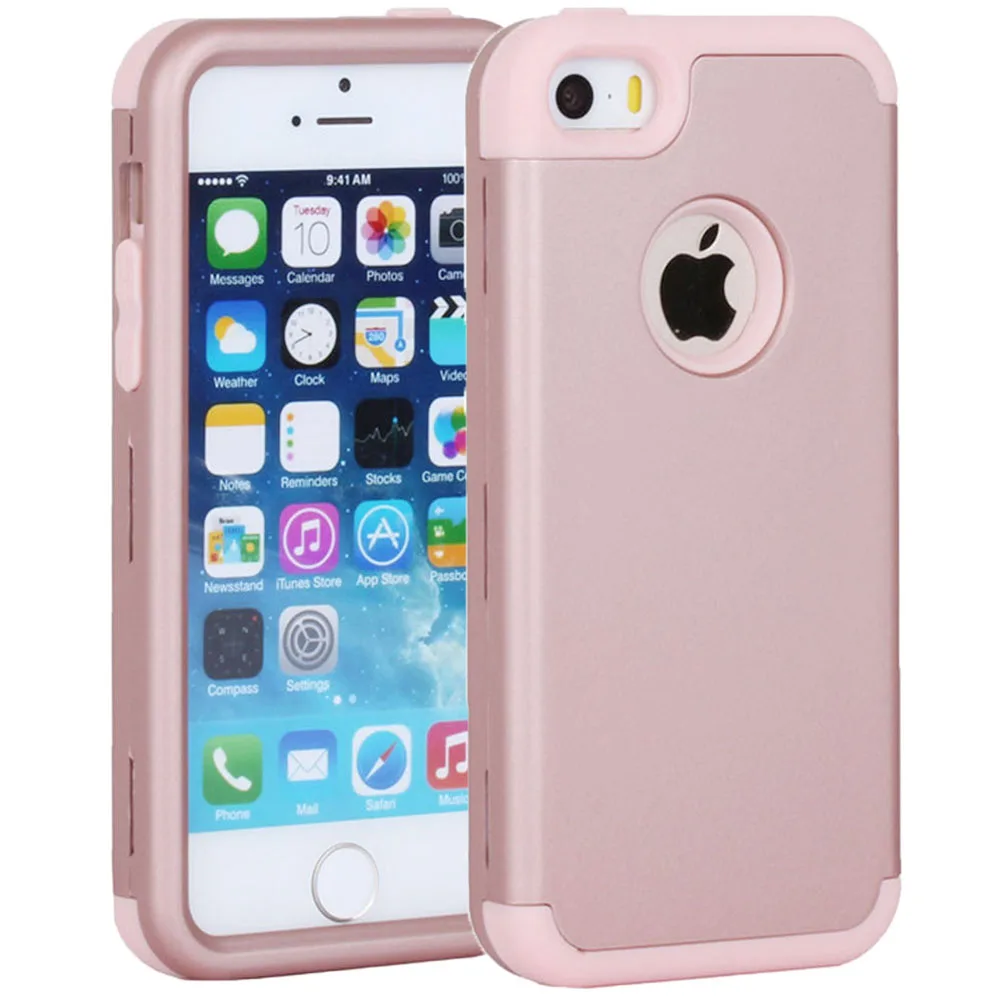 Резиновые чехлы для Apple iPhone 5 5S SE 5C S C 3в1, мягкий жесткий защитный комбинированный чехол, пластиковый чехол для телефона