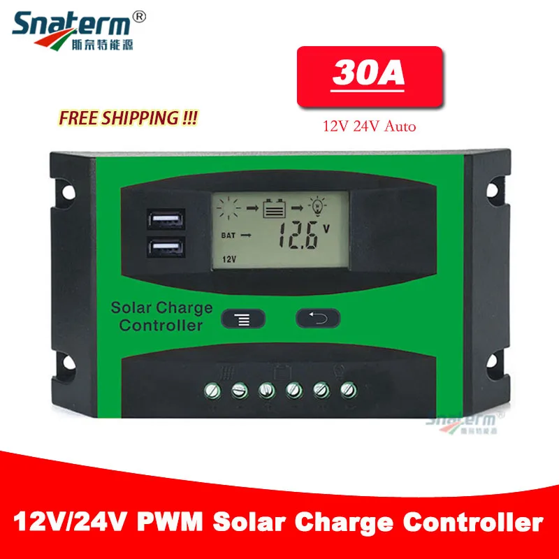 Новый ЖК дисплей PWM 30A 20A Dual USB Панели солнечные Батарея регулятор заряда
