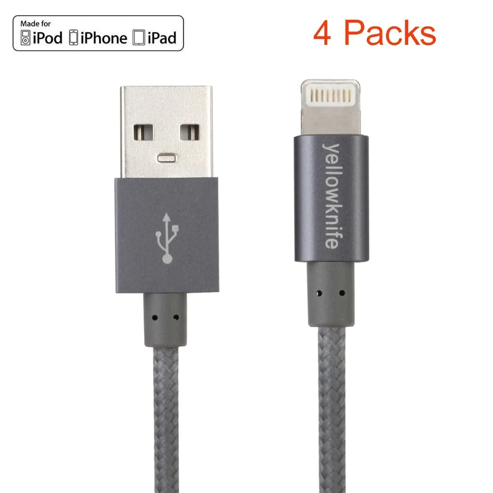 4 Пачек MFi Сертифицированный Алюминиевый Connector1M 8pin данных USB зарядный Кабель Для