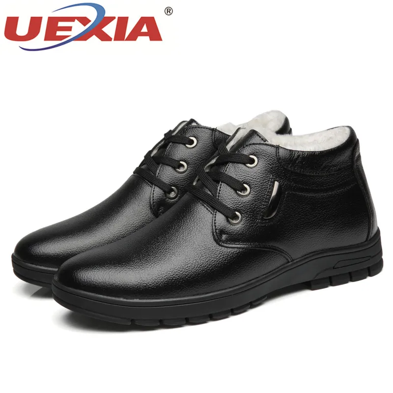 UEXIA обувь Мужские ботинки зимние ботильоны с Плюшевым Мехом Мужская Папа Отец