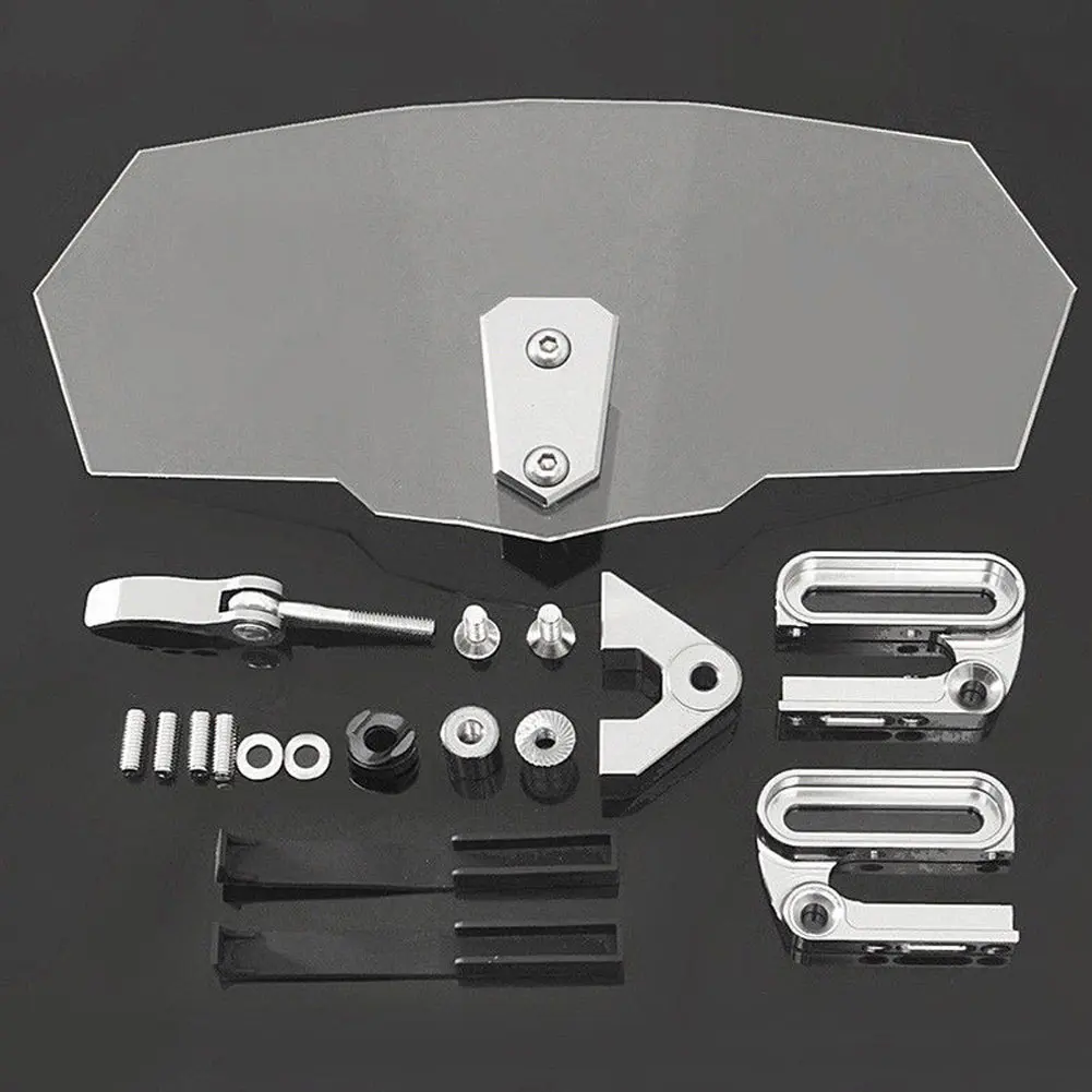 

Hot Universal Motorcycle Adjustable Clip-On Windshield Extension Spoiler Windscreen Accessories JLD