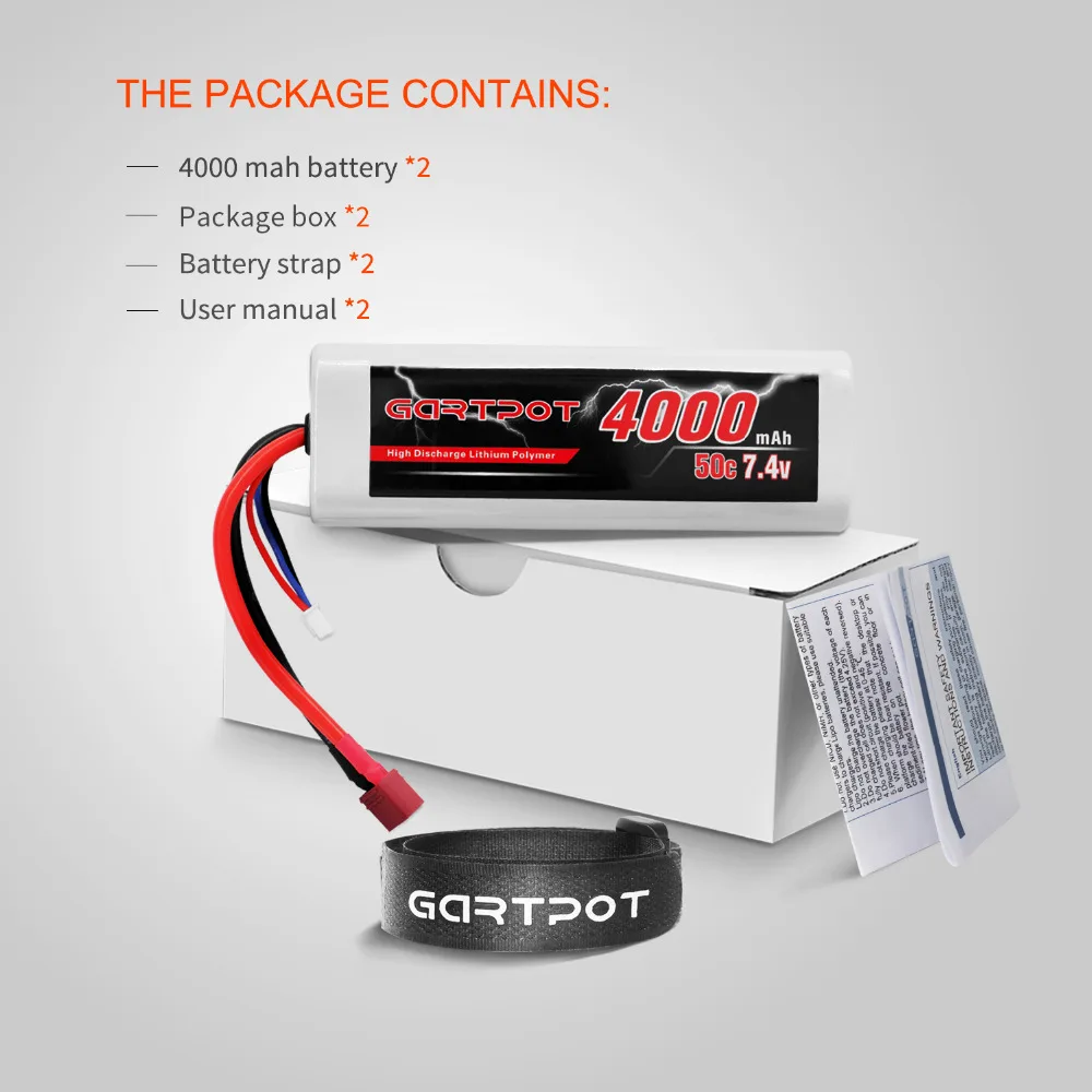 GARTPOT Lipo батарея 4000mAh 7 4 V 50C lipo 2S RC v с Deans T вилка для грузовика автомобиля Traxxas Slash |