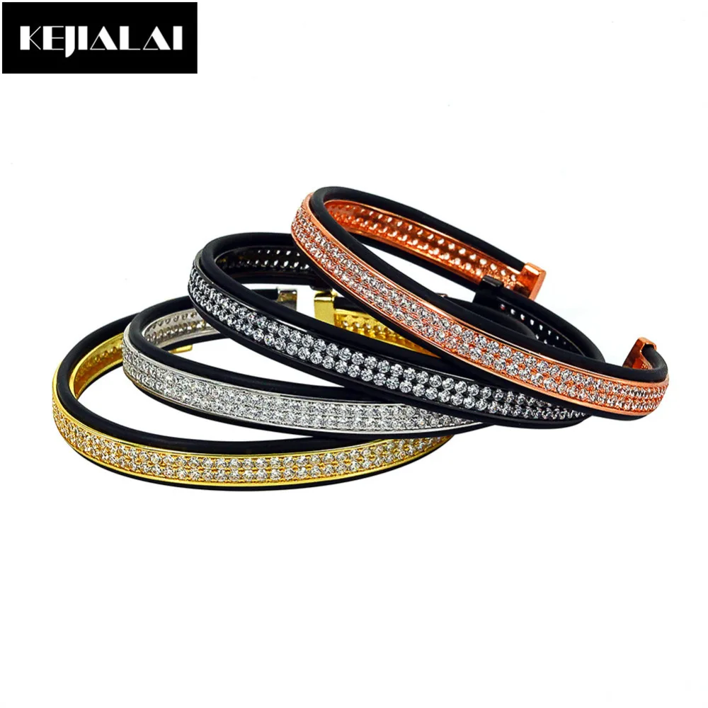 Модный браслет манжета мужские ювелирные изделия паве двойные линии прозрачный