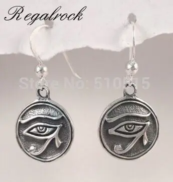 

Regalrock Boho Wedjat Eye of Horus Relief Medallion Earrings