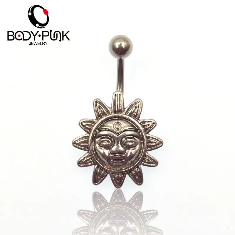 

BODY PUNK Trendy 316L Surgical Steel Sun Sexy Navel Bar Belly Button Rings Body Navel Piercing Jewelry Piercing NR 022