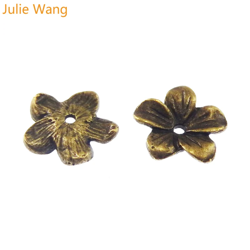 Julie Wang 60 шт./лот Античная бронзовая бусина в форме цветка из сплава Подвески для