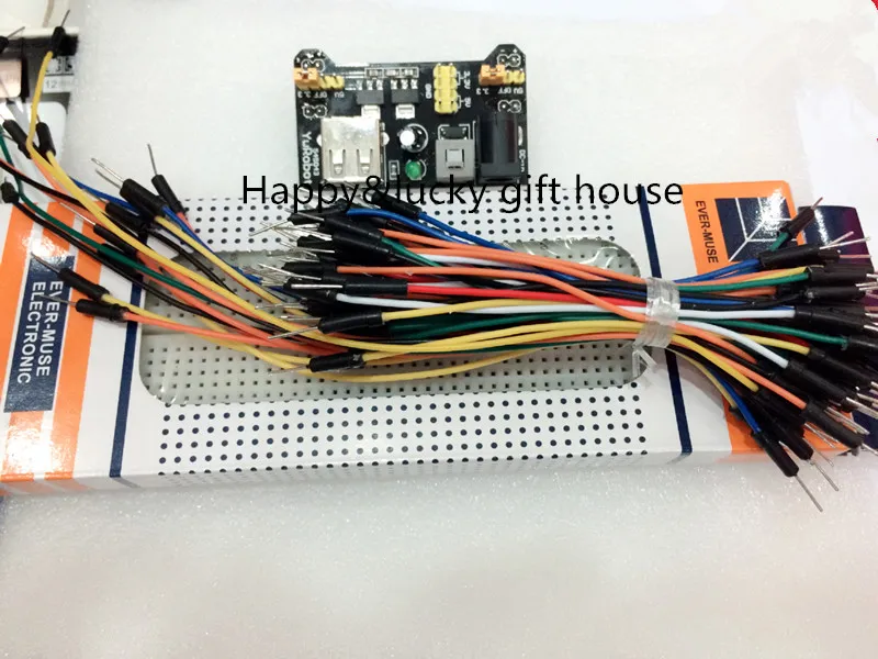 

YYT 3.3V/5V MB102 Breadboard power module+MB-102 830 points Solderless Prototype Bread board kit +65 Flexible jumper wires