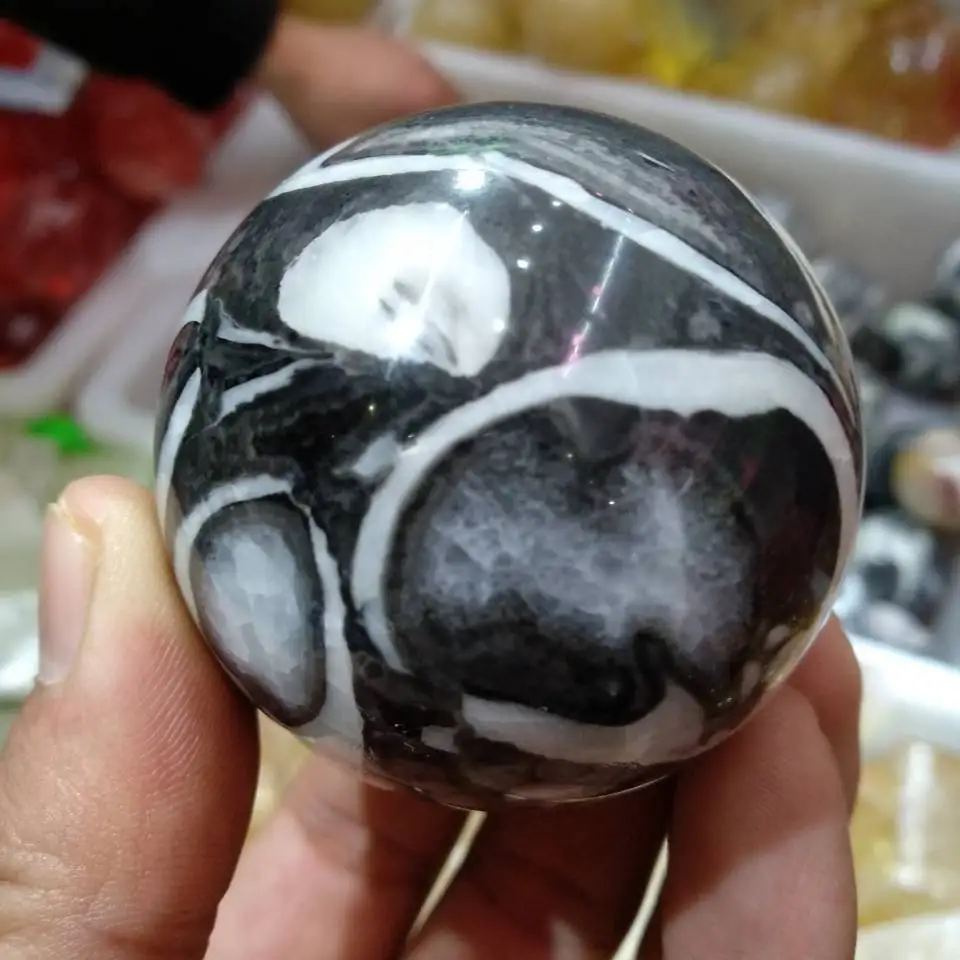Ракушка Fossil Jasper Quartz Matrix Crystal лечебная СФЕРА Ball Rock Камень Reiki 55 мм|Камни| |