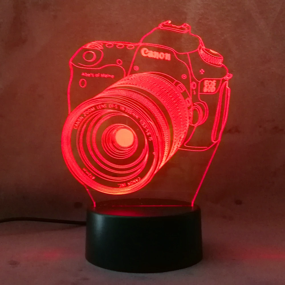 Роскошная крутая 3D камера USB светодиодная лампа украшение для дома сна 7 цветов
