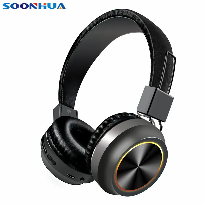 SOONHUA Wireless Bluetooth Headphone Soft Earmuff HD Stereo Sound Super Bass Headset With Led Breathing Light Support TF Cards |