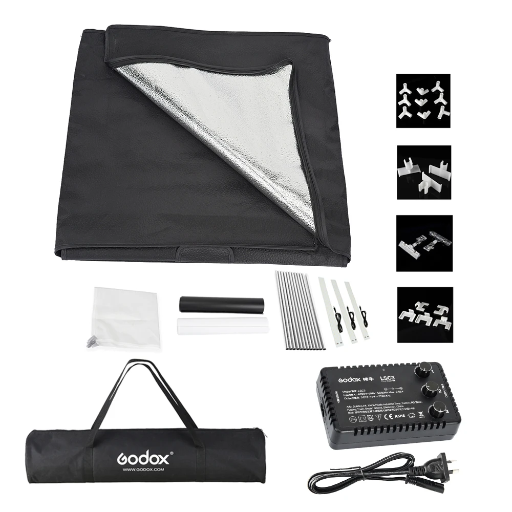 

Godox LST40 40*40*40cm LED Mini Photo Studio Shooting Tent Softbox with 3pcs LED Light Board 5800K CRI 96+ 60W Photography Tent